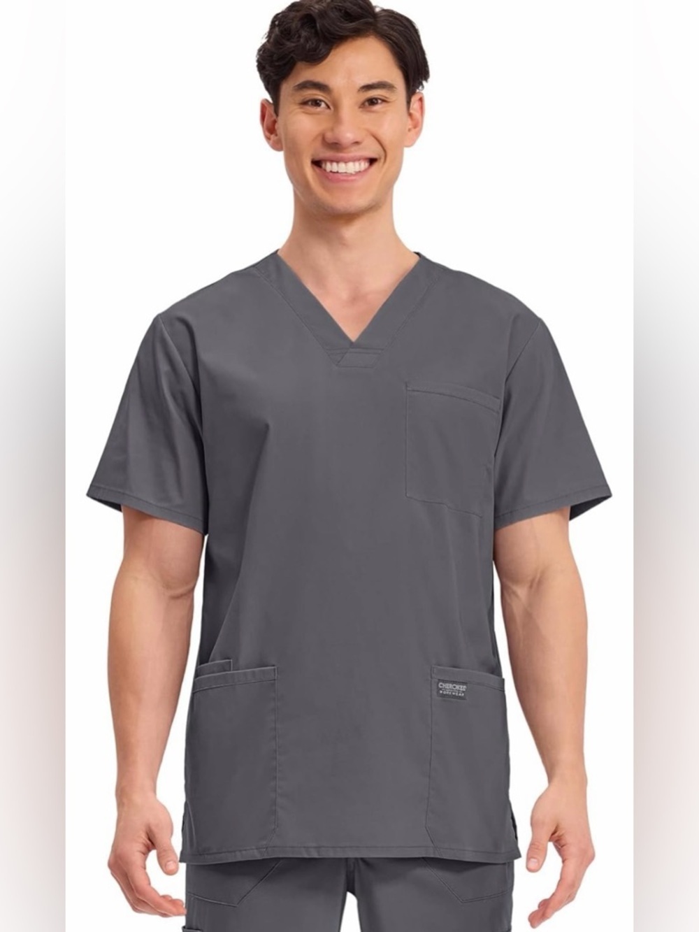 Cherokee Men's V-Neck Scrub Top in Gray workwear